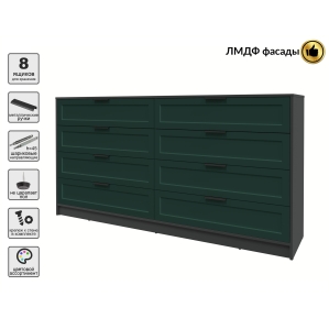 Kомод Тренд КТ-К197 (Антрацит ЛДСП/ Изумруд ЛМДФ) Ш1965 В1020 Г451 Kомод Тренд КТ-К197 (Антрацит ЛДСП/ Изумруд ЛМДФ) Ш1965 В1020 Г451